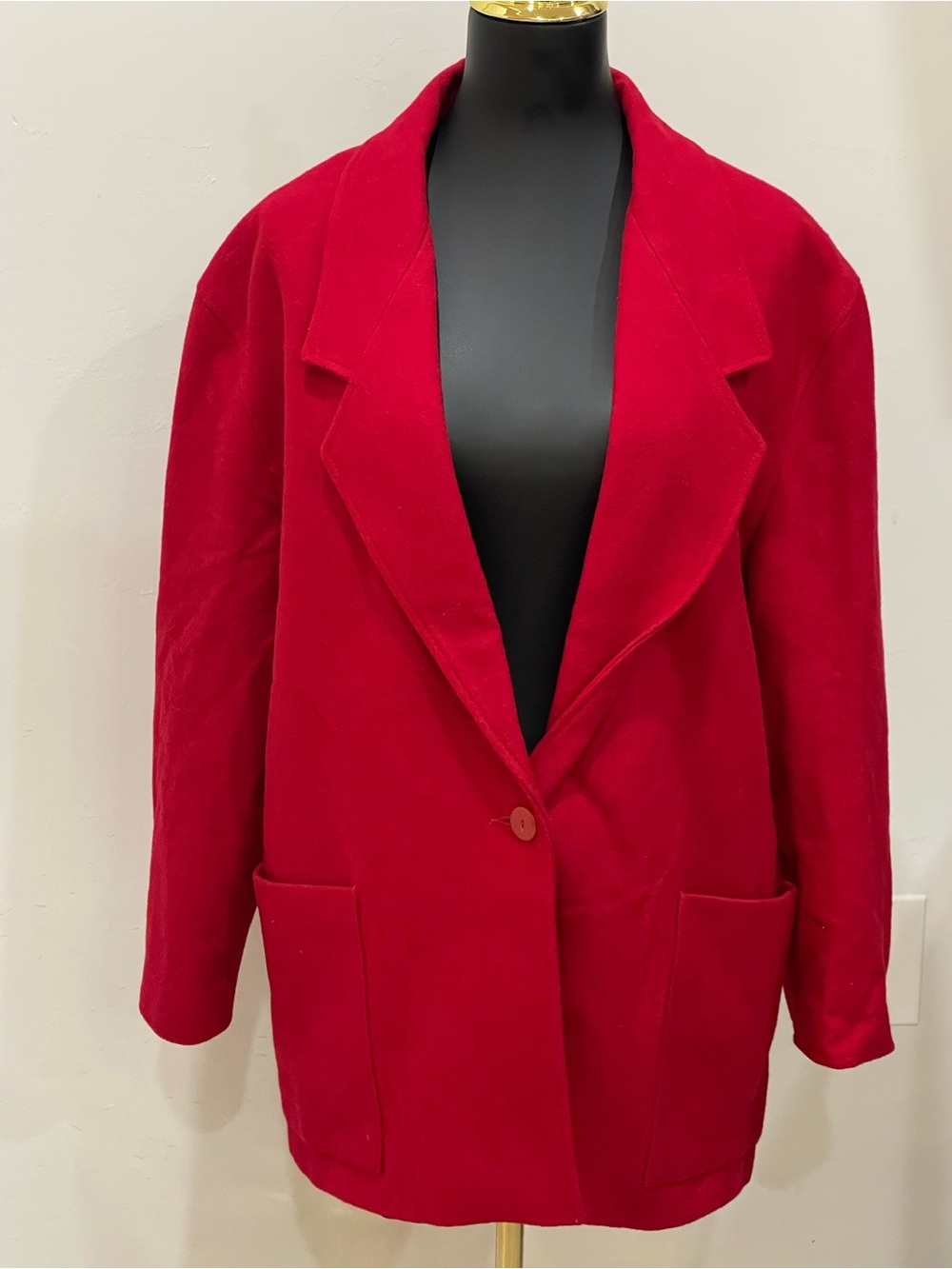 Vintage Rafaella Made in Greece Red Wool Oversized Single Button Blazer Coat 16